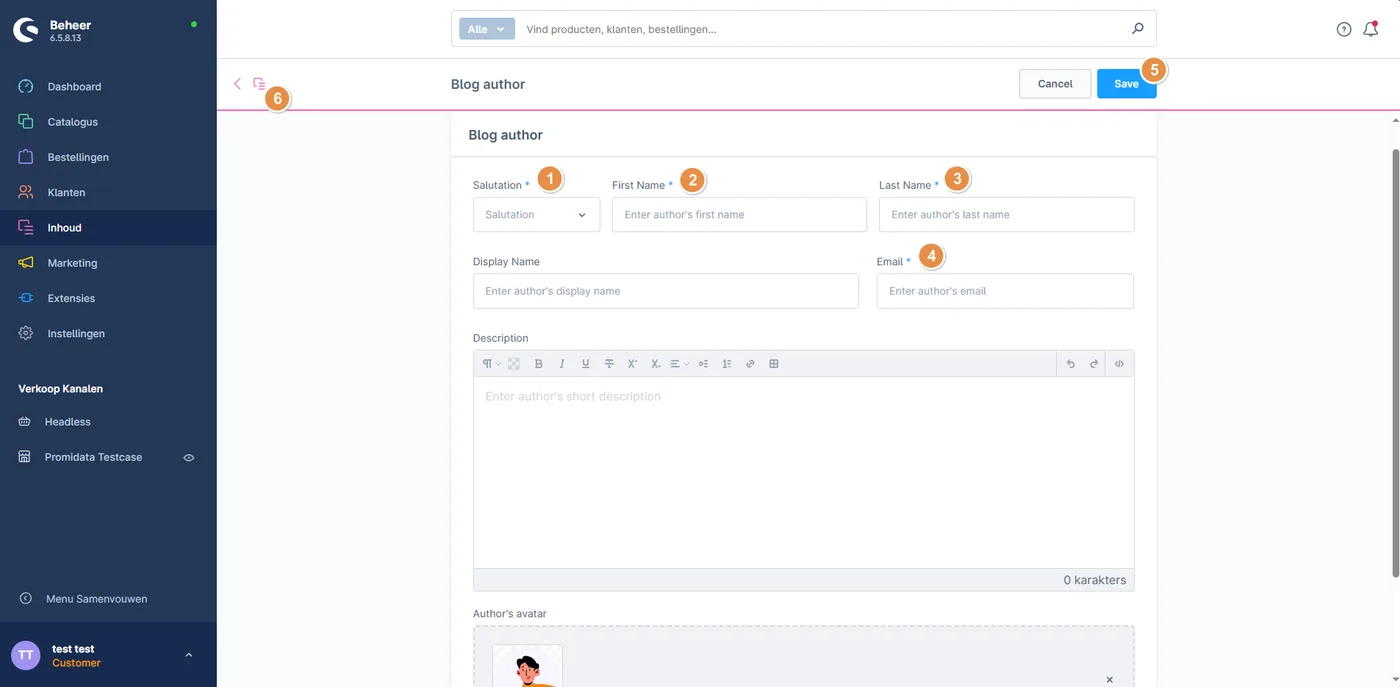 Create blog author