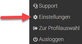 Settings menu item