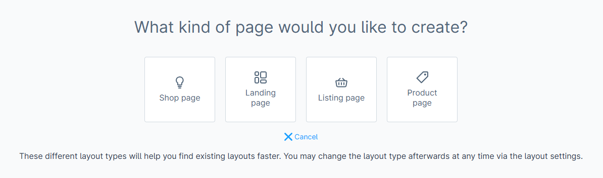 Choose page type