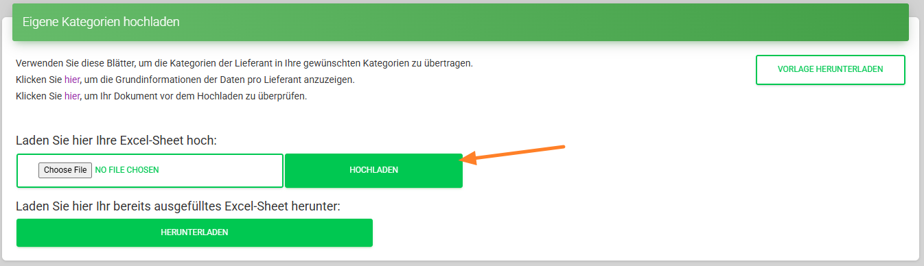 Upload excel sheet