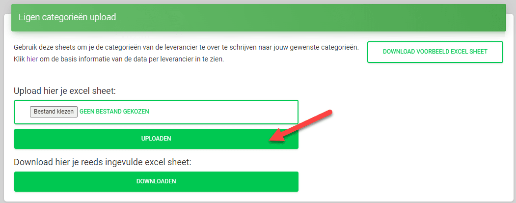 Upload excel sheet
