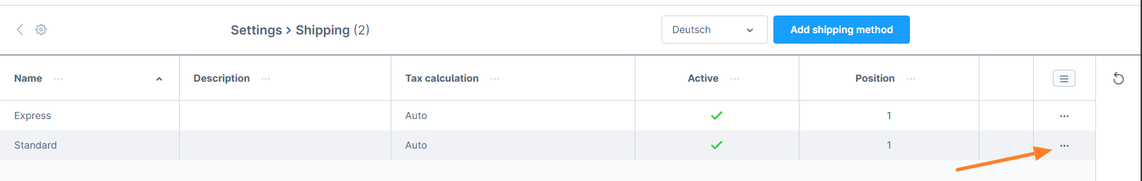 Edit shipping method