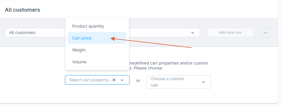 Select cart property