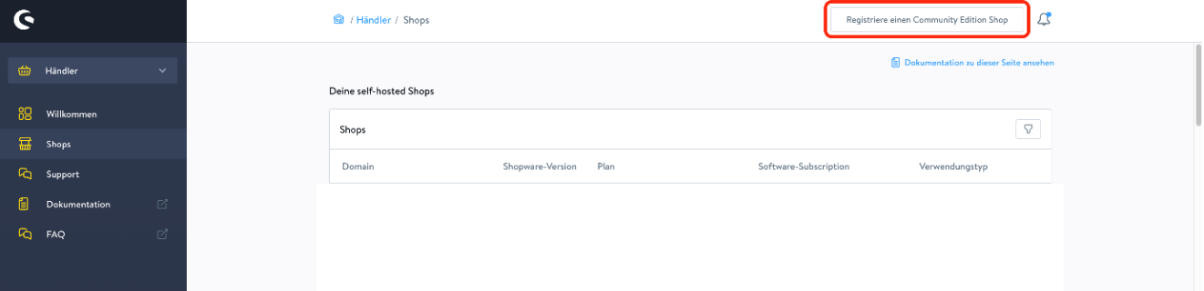Register a community shop button
