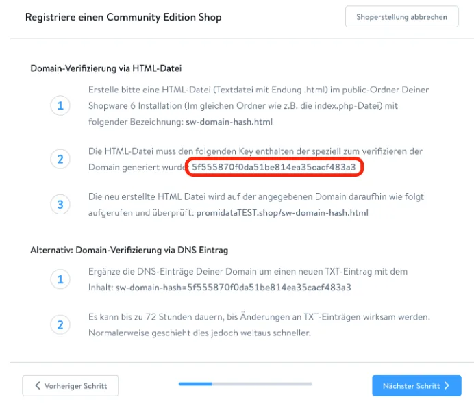 Copy verification key